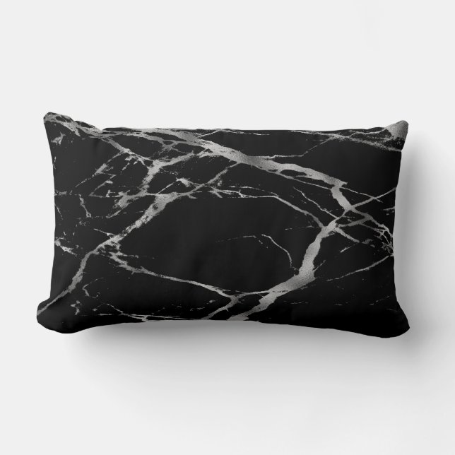 Cojín Lumbar Algodón de mármol negro de moda de lujo (Anverso)