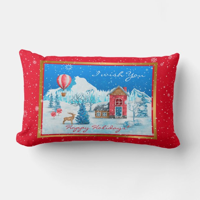 Cojín Lumbar Algodón Personalizar de paisajes de nieve (Anverso)