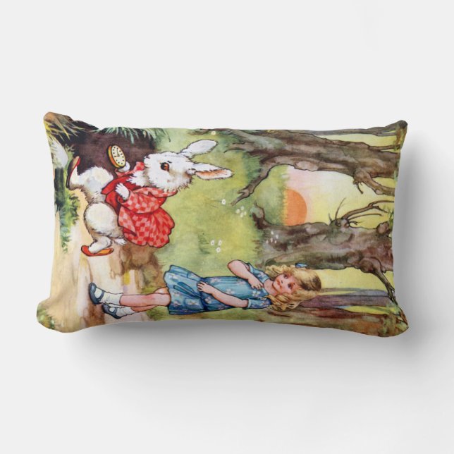 Cojín Lumbar Alicia sigue el conejo blanco al país de las (Anverso)