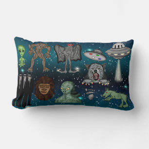 Cojín Lumbar Alienígenas de OVNI Chupacabra Cryptids de pie gra