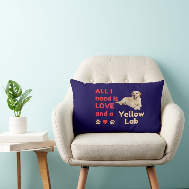 Cojín Lumbar All I Need Is LOVE and a Yellow Lab Lumbar Pillow (Silla)