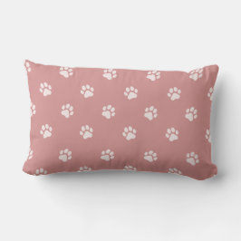 Cojín Lumbar All Over Animal Paw Print Blush Pink