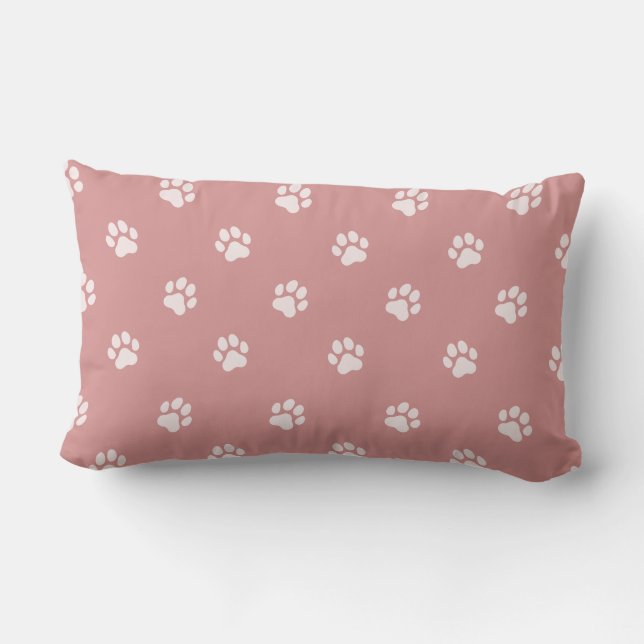 Cojín Lumbar All Over Animal Paw Print Blush Pink (Reverso )