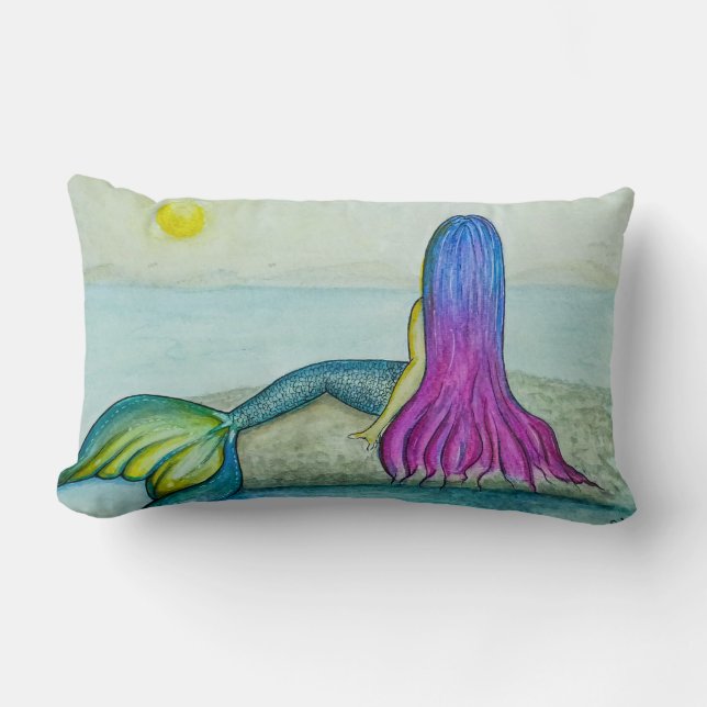 Cojín Lumbar Almofada com ilustração sereia ao sol (Anverso)