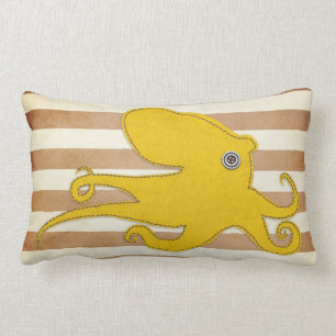 Cojín Lumbar Almohada: Brown y pulpo amarillo
