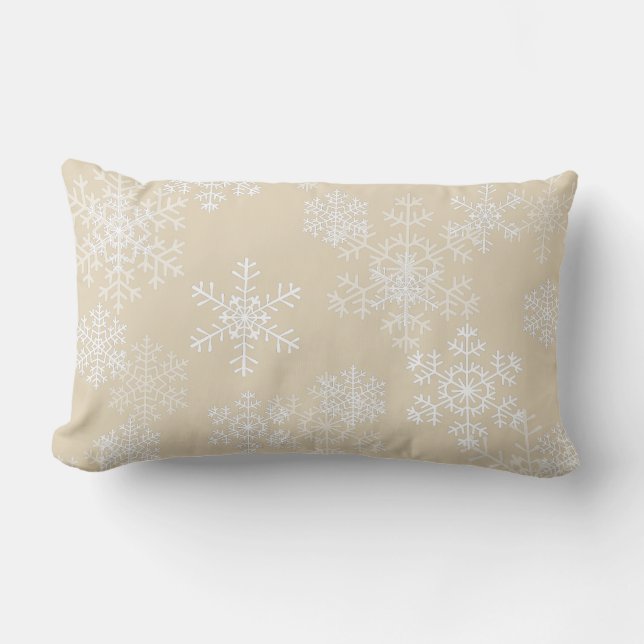 Cojín Lumbar Almohada-Copos de nieve del tiro del navidad (Anverso)