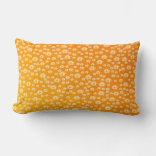 Cojín Lumbar almohada, flor blanca en naranja