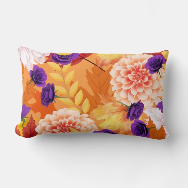 Cojín Lumbar Almohada, flores de otoño (Anverso)
