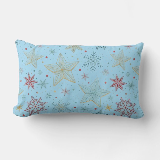 Cojín Lumbar "Almohada lumbar con patrón de estrella azul paste (Anverso)