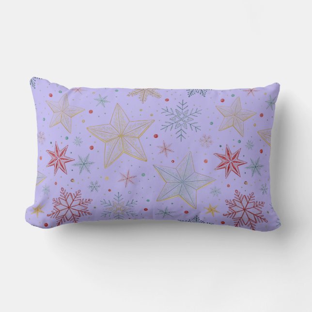 Cojín Lumbar "Almohada lumbar con patrón de estrella de lavanda (Anverso)