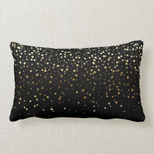Cojín Lumbar Almohada-Negro lumbar de las estrellas de oro