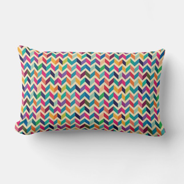 Cojín Lumbar Almohadilla de madera - Zigzag multicolor (Anverso)