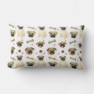 Cojín Lumbar Almohadilla de Pug Blanca