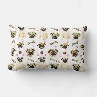 Cojín Lumbar Almohadilla de Pug Blanca