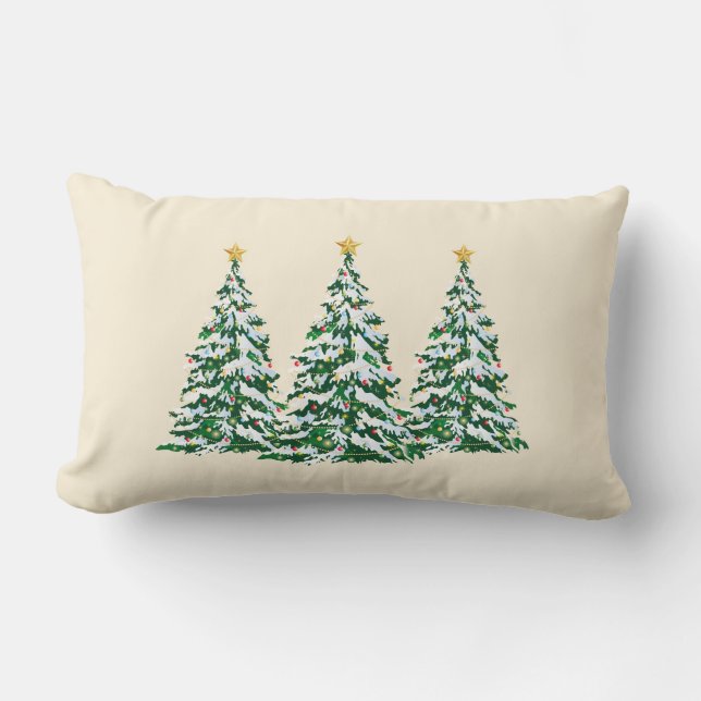 Cojín Lumbar Almohadón de árboles navideños (Anverso)