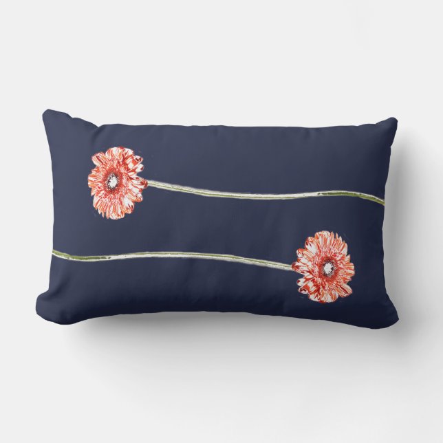 Cojín Lumbar Almohadón de Flor de Gerbera Crisantemo Rosa Pálid (Anverso)