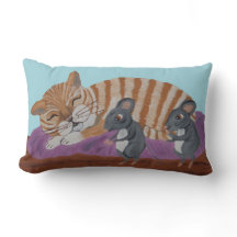 Almohadón de Gato Durmiendo con Ratones Sigilosos