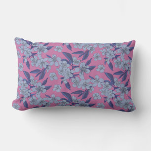Cojín Lumbar Almohadón Floral Rosa Intenso