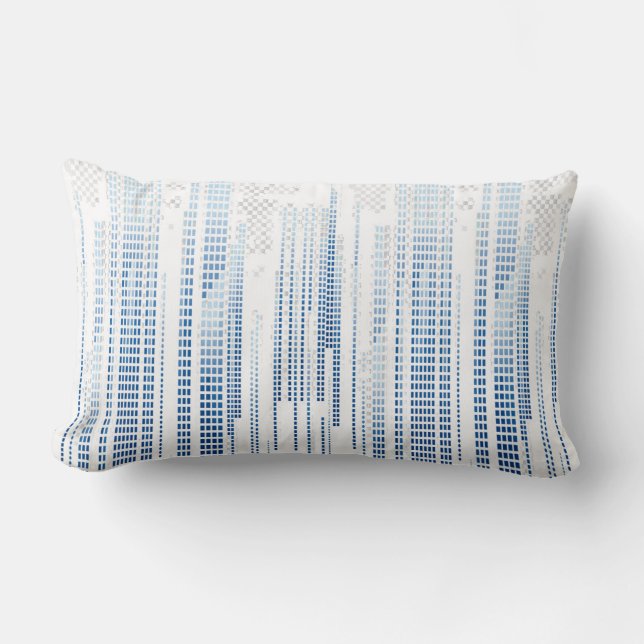 Cojín Lumbar Almohadón moderno con rayas abstractas azules (Anverso)