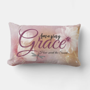 Cojín Lumbar Almohadones florales rosados gracia asombrosa