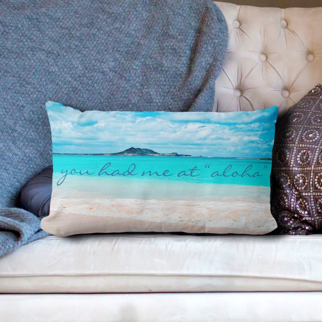 Cojín Lumbar Aloha Cita Turquesa Ocean Sandy Beach Foto (Subido por el creador)