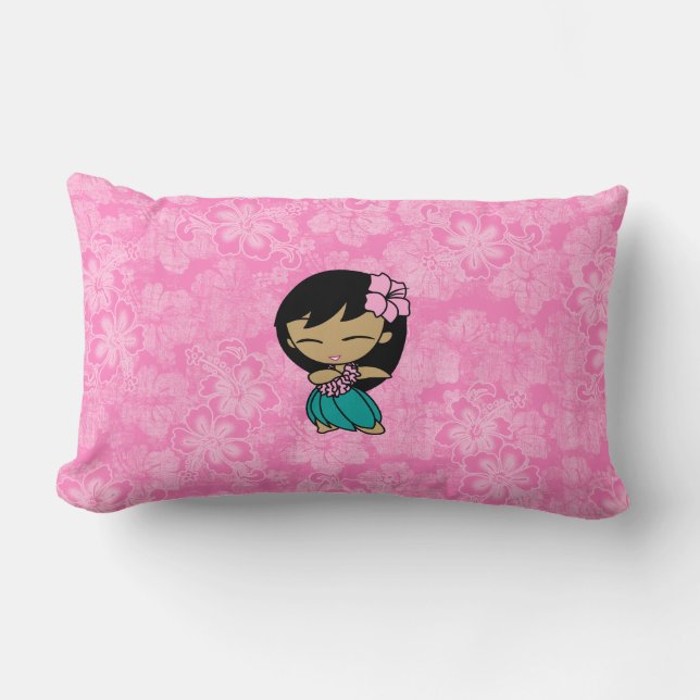 Cojín Lumbar Aloha Honeys Hula Chica Reversible Lumbar Pillows (Anverso)