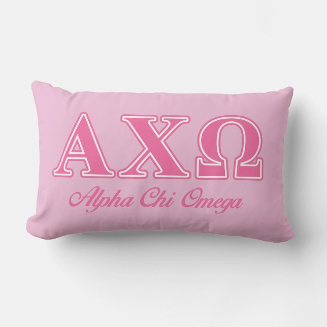 Cojín Lumbar Alphi Chi Omega Letras Rosas (Anverso)