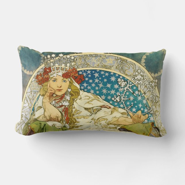 Cojín Lumbar Alphonse Mucha Princess Hyacinth Art Nouveau (Anverso)