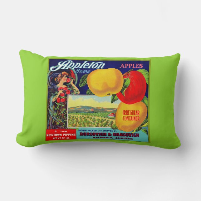Cojín Lumbar alrededor de 1900 Appleton Apples crate label prin (Anverso)