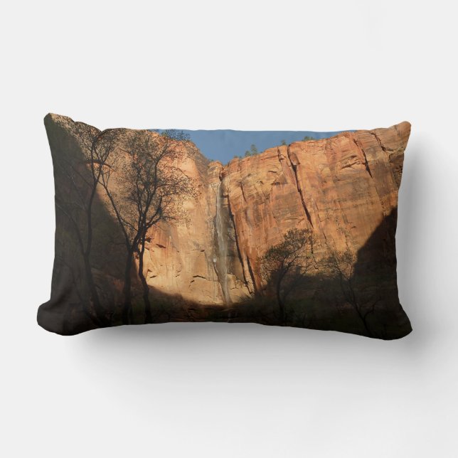Cojín Lumbar Amanecer en el sendero Camina Riverside en Zion (Anverso)