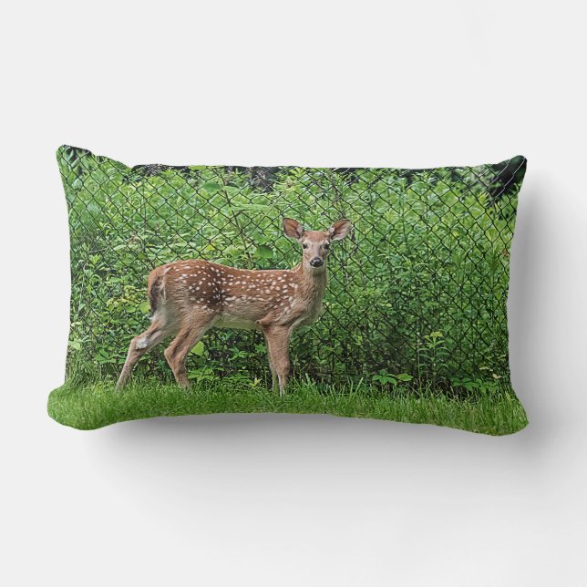 Cojín Lumbar Amanecer frente a una cerca (Anverso)