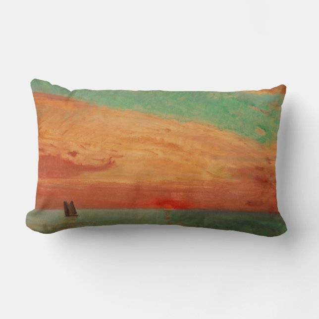 Cojín Lumbar Amanecer sobre el Mar Oriental (arte asiático) (Ta (Anverso)