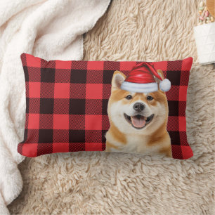 Cojín Lumbar Amante de los Perros Navidad Akita Festejo Plaid B