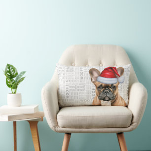 Cojín Lumbar Amante de los perros Navidad Bonito Bulldog Francé