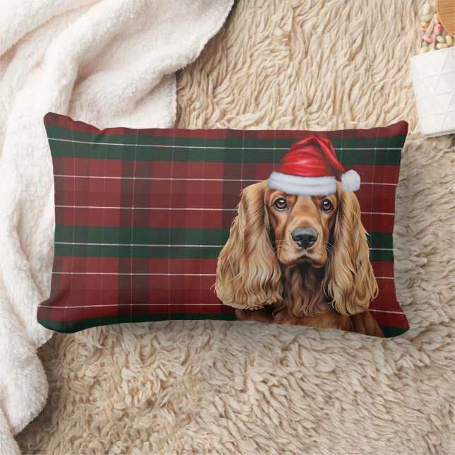 Cojín Lumbar Amante de los perros Navidad Cocker Spaniel Plaid  (Manta)