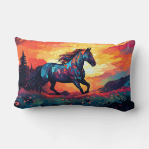 Cojín Lumbar Amantes Del Caballo En Campo Resumen De Amantes De