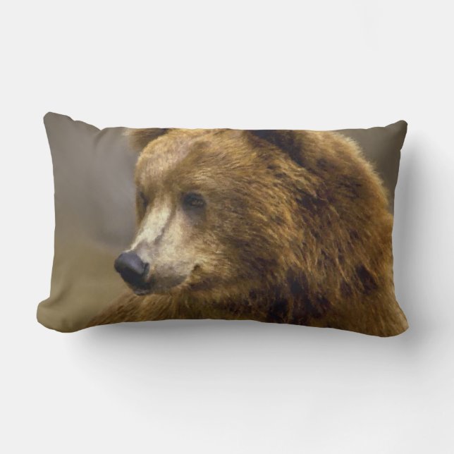 Cojín Lumbar Amantes del oso marrón (Anverso)