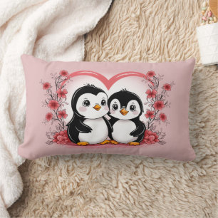 Cojín Lumbar Amantes del pingüino Personalizado se alegran el d