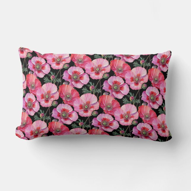 Cojín Lumbar Amapolas Rosadas (Anverso)