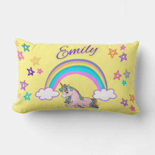 Cojín Lumbar Amarillo "Emily Personalized Name Lumbar Pillow