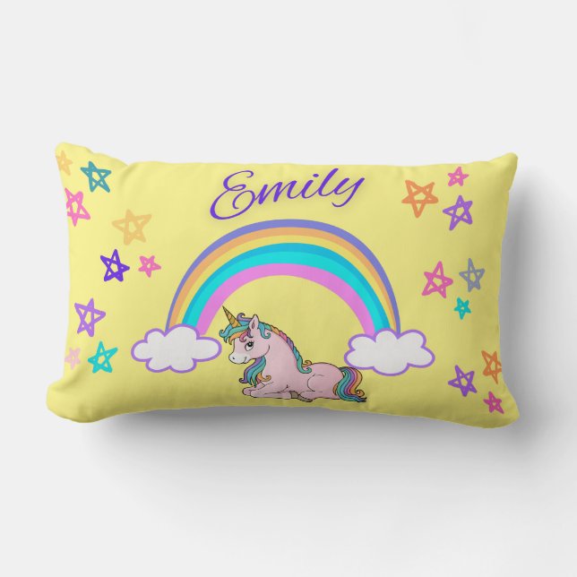 Cojín Lumbar Amarillo "Emily Personalized Name Lumbar Pillow (Anverso)
