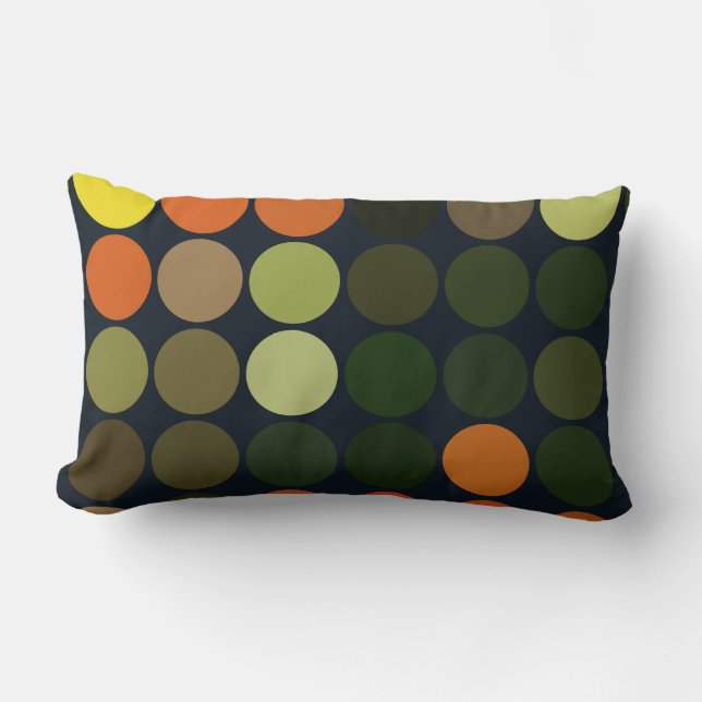 Cojín Lumbar Amarillo geométrico del arte, naranja, círculos (Anverso)