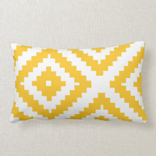 Cojín Lumbar Amarillo y blanco geométricos del modelo del