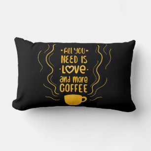 Cojín Lumbar Amor Divertido & Frase de Cita de Amantes del Café