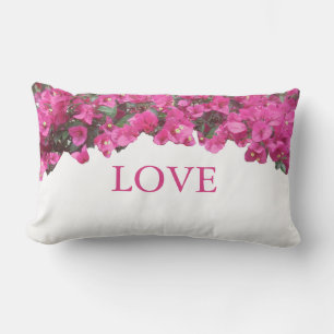Cojín Lumbar Amor Elegante Flores Tropicales sobre Blanco