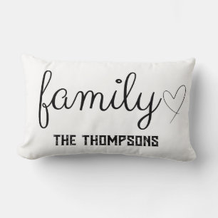 Cojín Lumbar Amor familiar Guión negro Nombre personalizado Pil