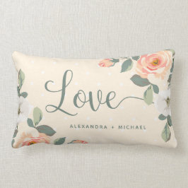 Cojín Lumbar Amor floral del melocotón bonito el |
