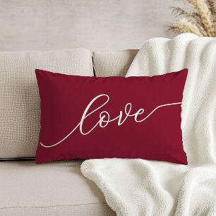 Cojín Lumbar Amor Simple Escritura Blanca Rojo