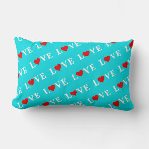 Cojín Lumbar AMOR Turquesa Azul Aqua Azul Moda Moderna Elegante