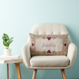 Cojín Lumbar Amor y Corazón Estilo antiguo de vintage Nombre pe